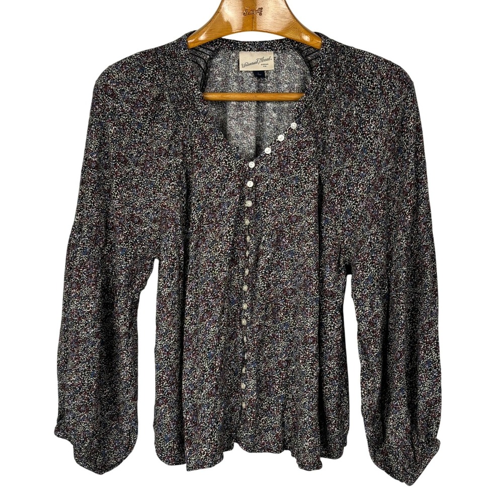 Universal Thread Floral Peasant Blouse Womens Large Rayon Boho Cottagecore Top